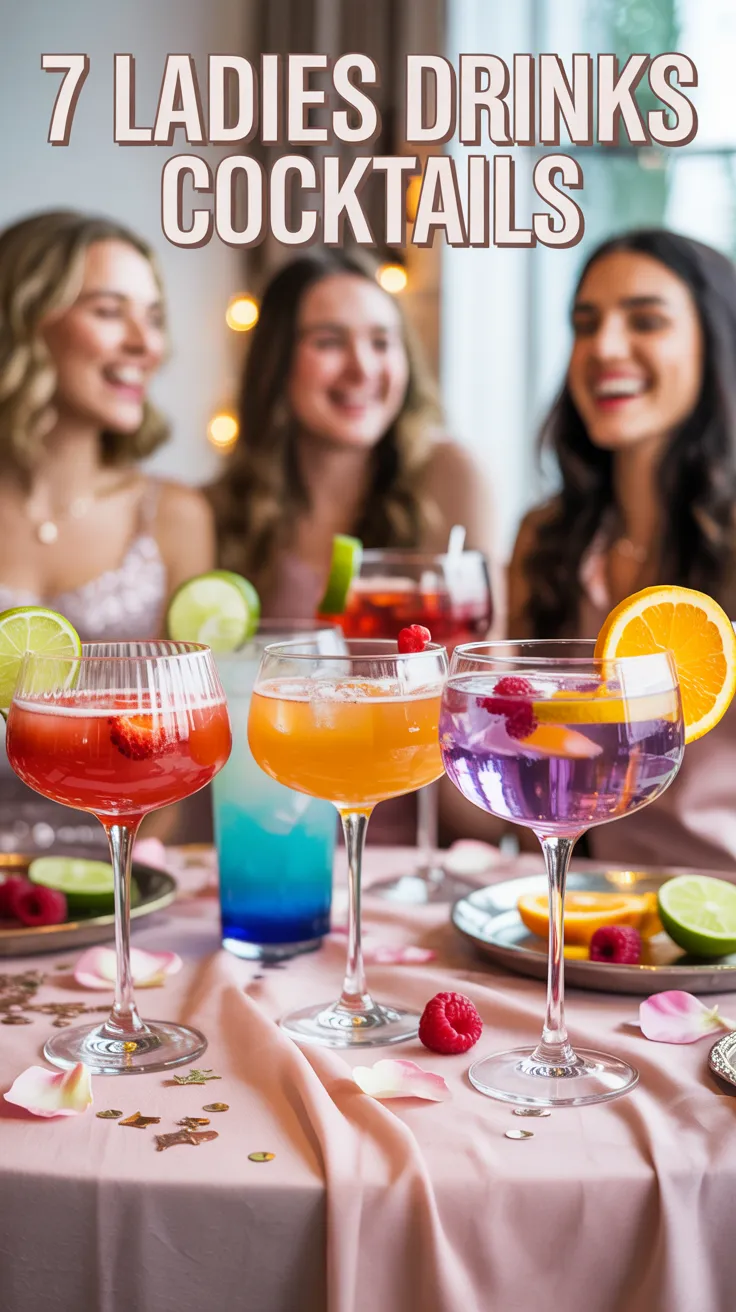 These ladies drink cocktails are sweet, stylish, and full of fun. Save them for your next celebration or girls’ night in! 🥂💖 #FeminineCocktails #PartyDrinks #PrettyCocktails