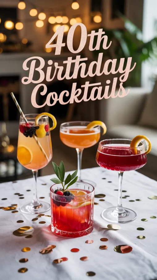 Celebrate turning 40 in style with these signature birthday cocktails—fun to make, easy to serve, and totally Insta-worthy! 🥂💁‍♀️ #MilestoneBirthday #BirthdayPartyIdeas #40thBirthdayCocktails
