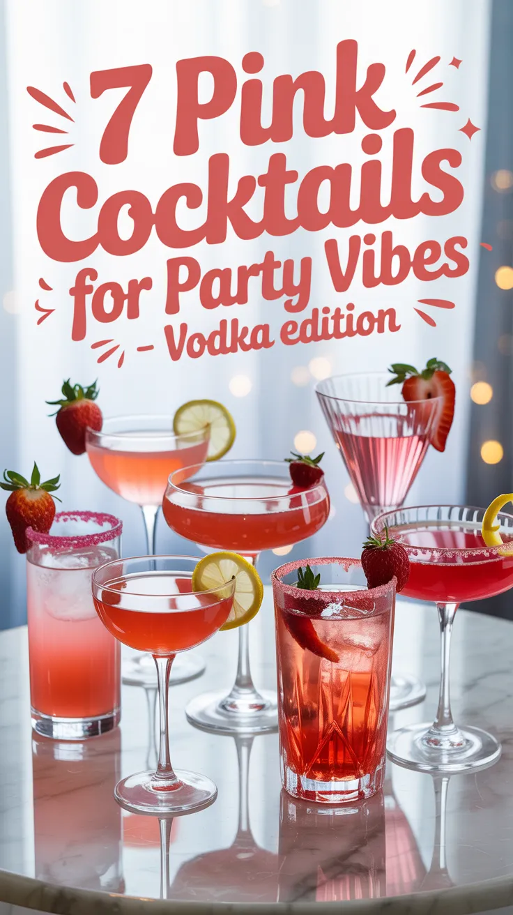Planning a celebration? These 7 Pink Cocktails for Party Vibes – Vodka Edition are fruity, flirty, and guaranteed to wow your guests 💖✨ #PinkDrinks #CocktailRecipes #PartyVibes