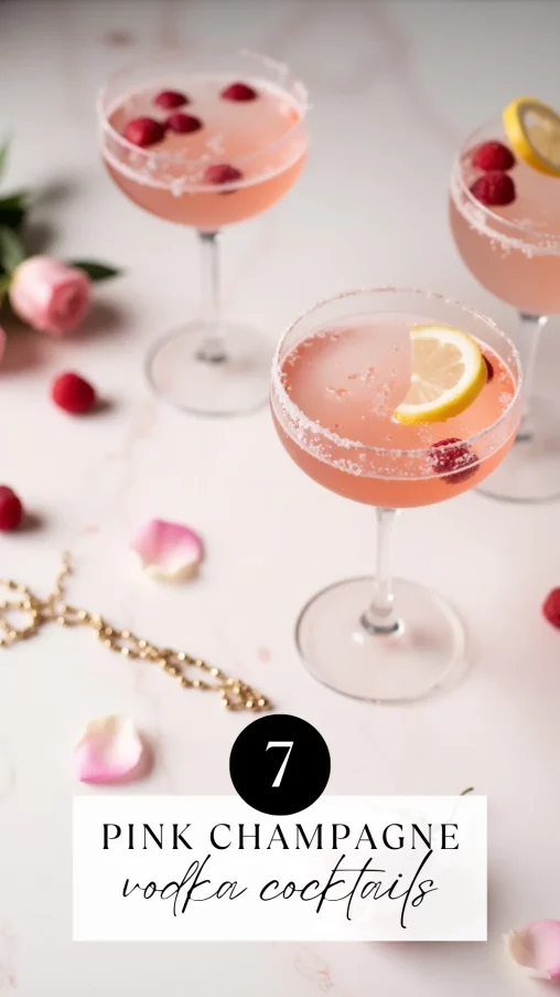 These Pink Champagne Cocktails are perfect for parties, showers, or any moment that needs a little sparkle. Vodka adds a kick, and each recipe is as gorgeous as it is easy to mix! 🥂💖 #PinkChampagneCocktails #SparklingDrinks #VodkaCocktails