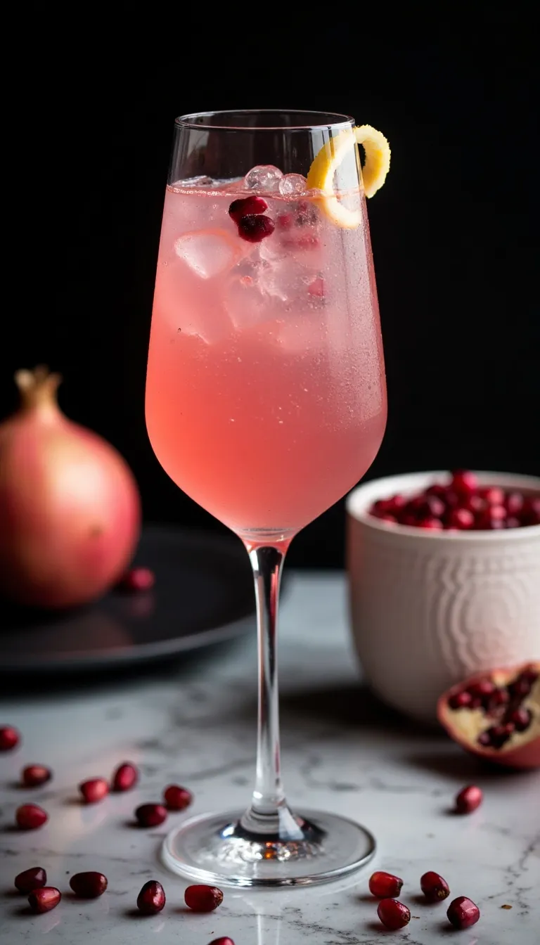 This cocktail brings a bold, jewel-toned pink with a crisp, tart flavor that’s anything but basic. The Pomegranate Blush Spritz mixes vodka, pomegranate juice, and pink champagne for a refreshing drink with just the right amount of sparkle.