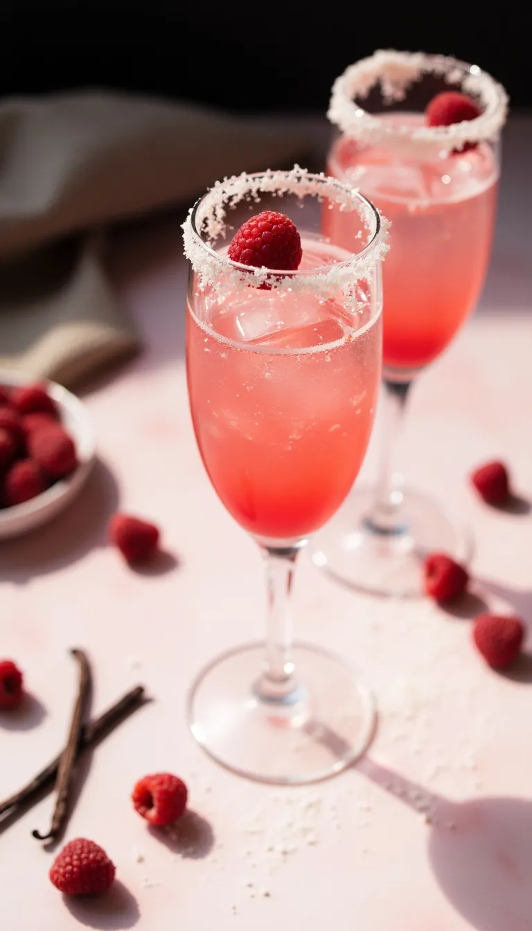 Think dessert meets cocktail. The Raspberry Vanilla Sparkler combines vodka, raspberry syrup, and a splash of vanilla, topped with fizzy bubbles for a drink that’s light, sweet, and totally sippable.