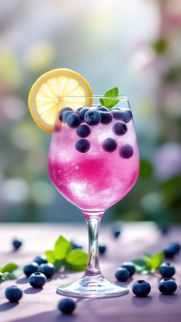 Sweet, tart, and bubbly—this gin-based beauty is summer in a glass! Blueberries, lemon, and a little fizz make for a cocktail that’s as fun as it is refreshing.

