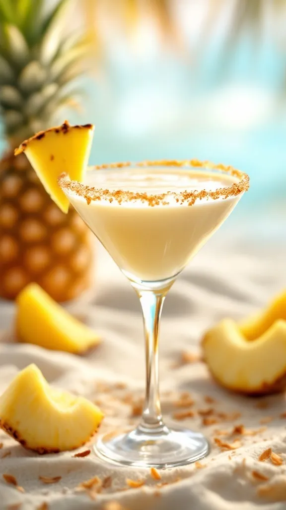 If a tropical vacation could fit in a martini glass, this Coconut Pineapple Martini would be it. Creamy coconut, sweet pineapple, and smooth vodka come together for a luscious, beachy cocktail that’s basically piña colada meets martini. Whether you're dreaming of a getaway or just want a sip of something fun, this one’s a must-try!