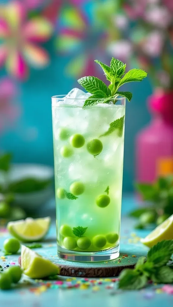 🍃 Pea and Mint Fizz 💦
This one’s unexpectedly delicious! Fresh peas and mint make this cocktail extra refreshing, and a splash of bubbles brings it to life.