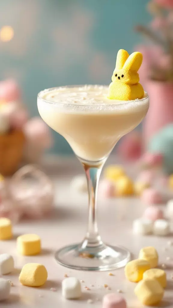 Get ready for a fun twist on your brunch drinks with the Peep-Tini! This delightful cocktail features a creamy base topped with a cute, sugary Peep that brings a playful vibe to your Easter celebration. Perfect for sipping while surrounded by friends, it’s sure to be a hit!