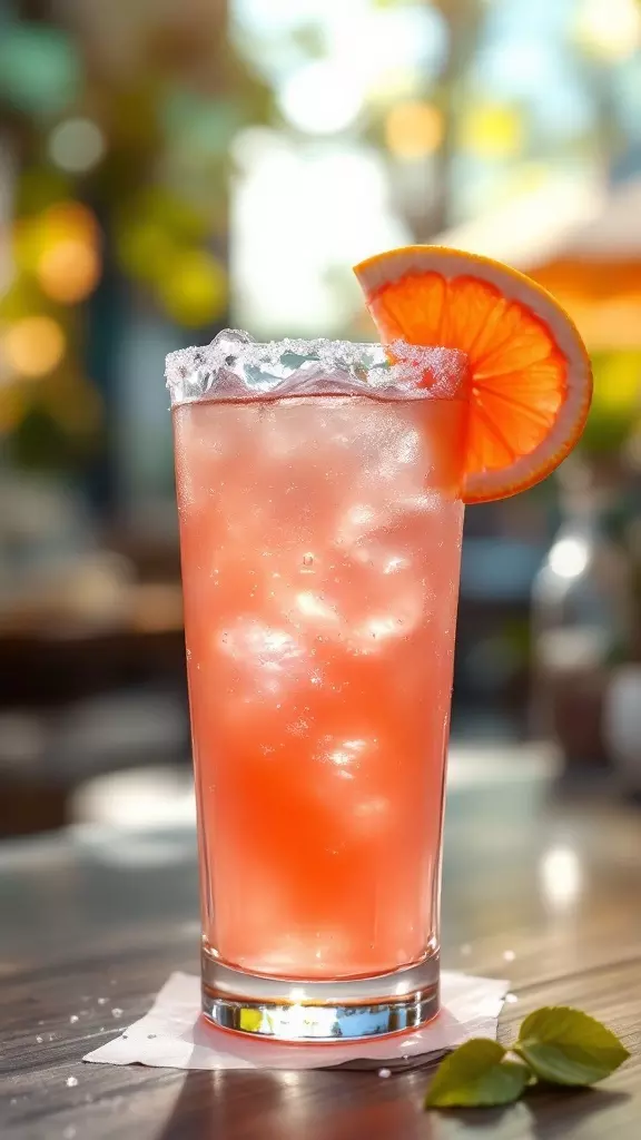 The Pink Paloma is the perfect mix of sweet and tangy vibes. This refreshing cocktail combines grapefruit juice with tequila, creating a burst of flavor in every sip. Garnished with a slice of citrus, it's not just a drink, but a fun addition to any gathering!