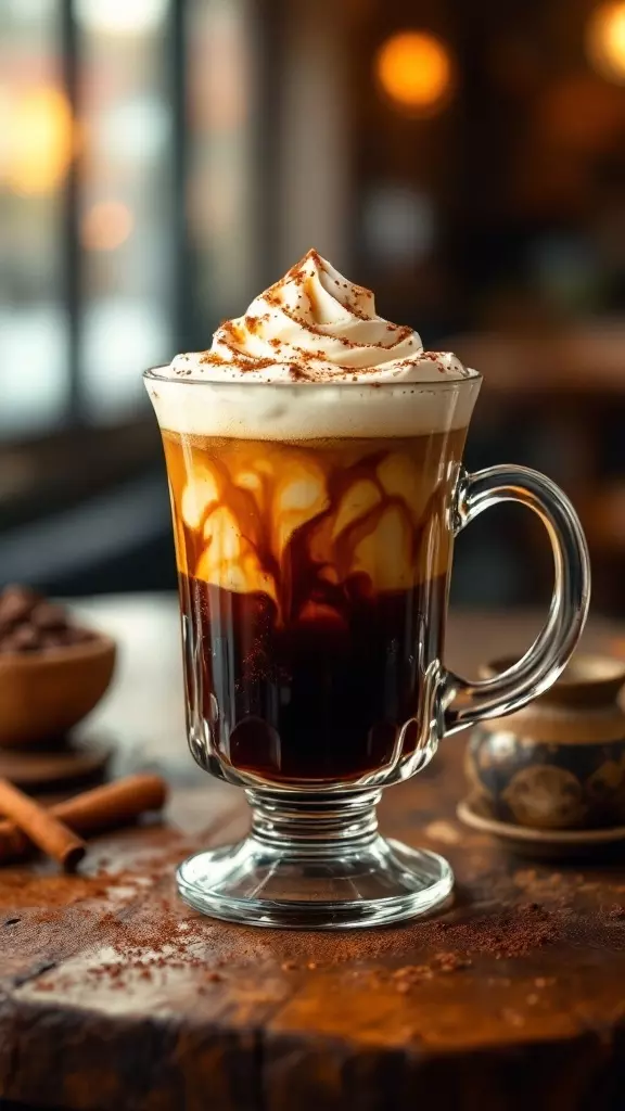 Spanish Coffee 43 is a delightful mix that brings warmth and sweetness together. The rich coffee pairs beautifully with Licor 43, topped off with whipped cream for that perfect finish. Enjoy this cozy drink as a special treat or share it with friends!