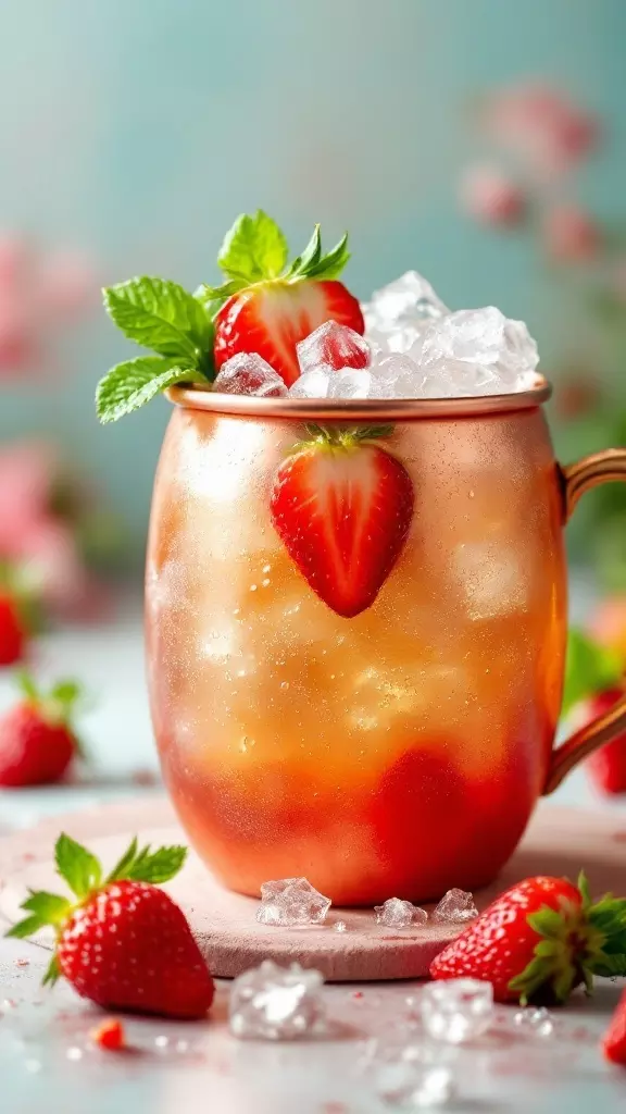 The Strawberry Blossom Mule is a refreshing twist on the classic cocktail. With hints of strawberry and mint, it’s perfect for sipping on a sunny day. Serve it over ice for a cool and delightful drink that celebrates spring!